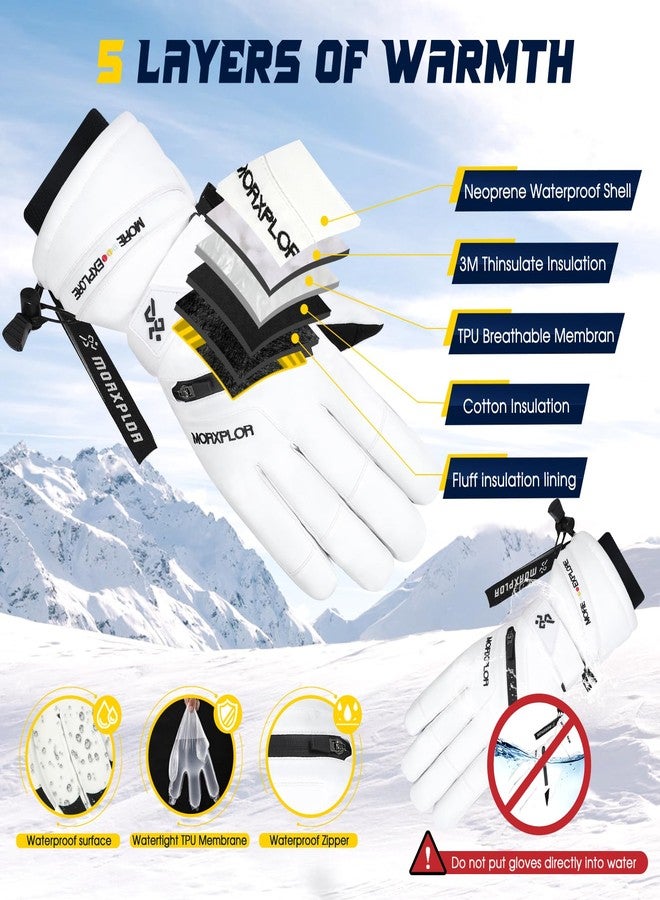 MORXPLOR Winter Ski Snow Gloves Men Women,Windproof Touchscreen Snowboard 3M Thinsulate Insulated Warm Winter Snowmobile Gloves - Image 4